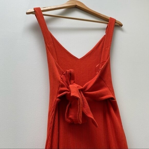 Free People Red Orange Into You Ribbed Casual Dress Women Size Medium - Picture 3 of 5
